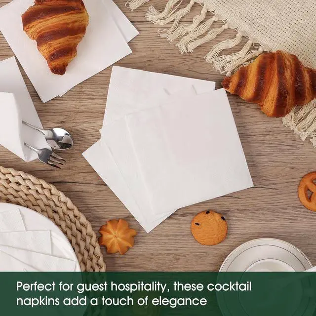 Alt view image 6 of 7 - 150 Count Disposable White Cocktail Beverage Napkins for Party Bar