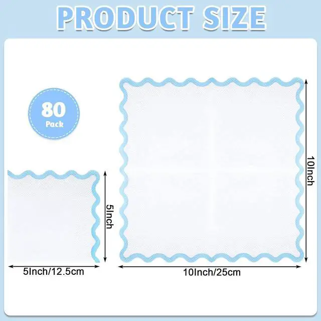Alt view image 2 of 7 - Natnarr 80 Pcs Scalloped Cocktail Napkins, Light Blue, 5 x 5 Inch