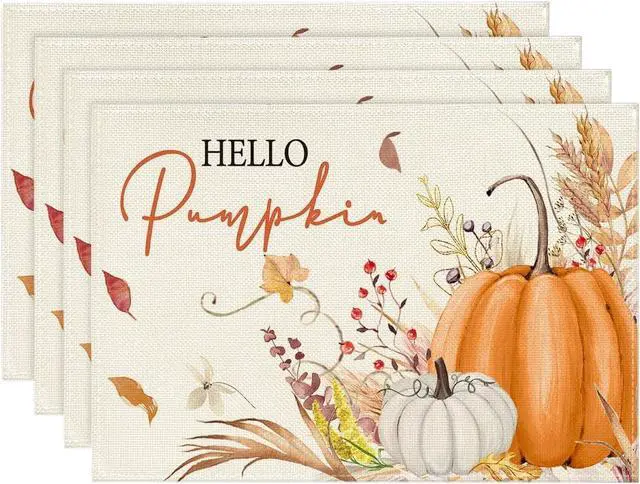 Main image of Hello Pumpkin Fall Placemats Set of 4-12 x 18 Inch