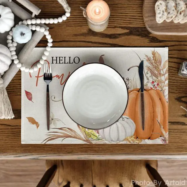 Alt view image 2 of 6 - Hello Pumpkin Fall Placemats Set of 4-12 x 18 Inch