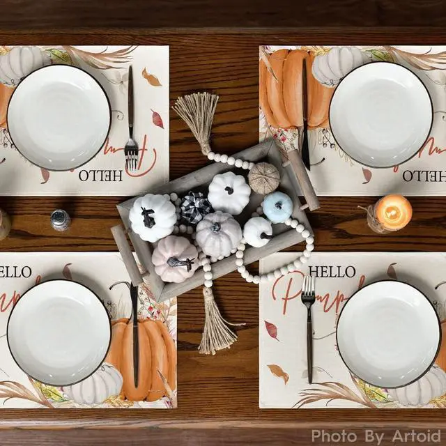 Alt view image 3 of 6 - Hello Pumpkin Fall Placemats Set of 4-12 x 18 Inch