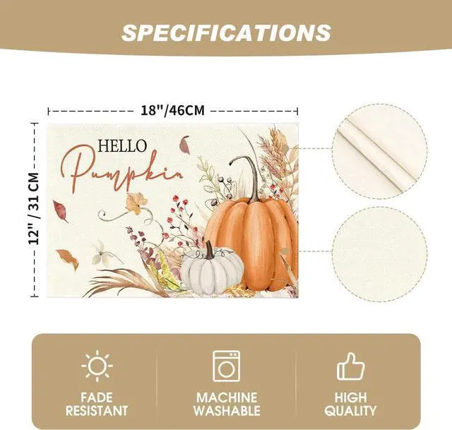 Alt view image 5 of 6 - Hello Pumpkin Fall Placemats Set of 4-12 x 18 Inch