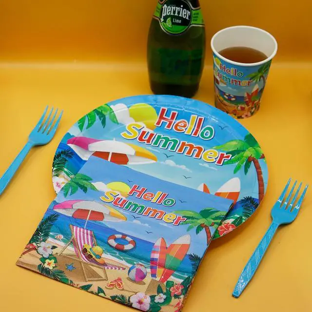 Alt view image 5 of 6 - 50 PCS Summer Beach Party Paper Napkins, Beach themed Disposable Napkins, Beach Birthday Party Decorations, Summer themed Party Napkins