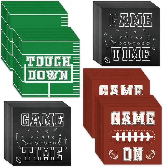 Main image of 120pcs Football Party Napkins Supplies Disposable Football Birthday Paper Napkins Set Decorations for Sport Events Football Frenzy Game Time Tailgate Party Favors, 3 Design