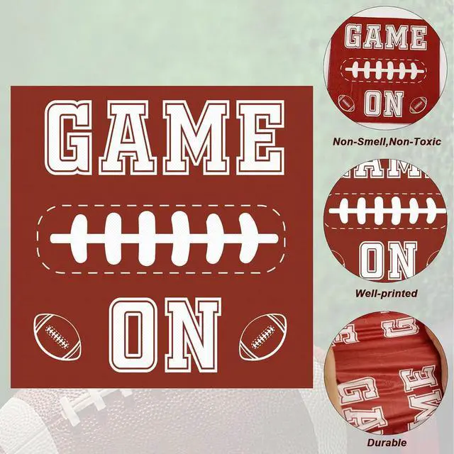Alt view image 3 of 7 - 120pcs Football Party Napkins Supplies Disposable Football Birthday Paper Napkins Set Decorations for Sport Events Football Frenzy Game Time Tailgate Party Favors, 3 Design