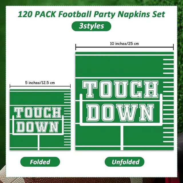Alt view image 4 of 7 - 120pcs Football Party Napkins Supplies Disposable Football Birthday Paper Napkins Set Decorations for Sport Events Football Frenzy Game Time Tailgate Party Favors, 3 Design