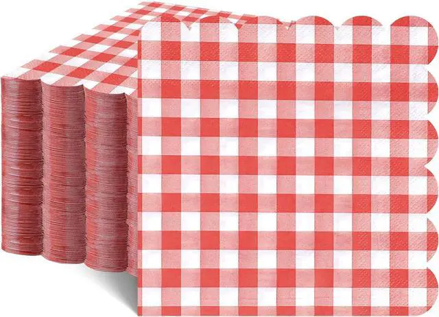 Main image of 80 Pcs Red Gingham Napkins 6.5 In Red and White Paper Napkins