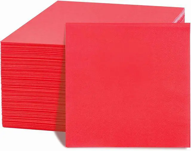 Alt view image 8 of 8 - FLOWERCAT 100-Count 2-Ply Red Beverage& Cocktail Napkins - Napkins Disposable Premium Quality - 5" x 5" Red Paper Napkins for Birthday Party & 4th of July,Bar,Weddings