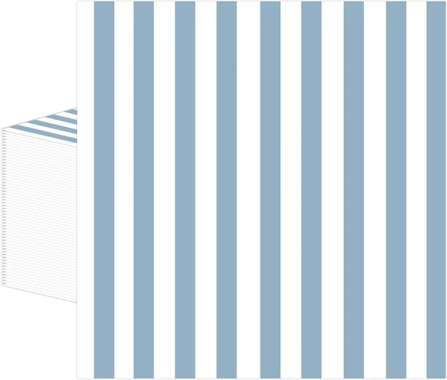 Main image of 50PCS Blue and White Striped Paper Napkins, Light Blue Dinner Napkin Disposable Beverage Dessert Luncheon Napkins for Birthday Bridal & Baby Shower Wedding Party Supplies (Blue)