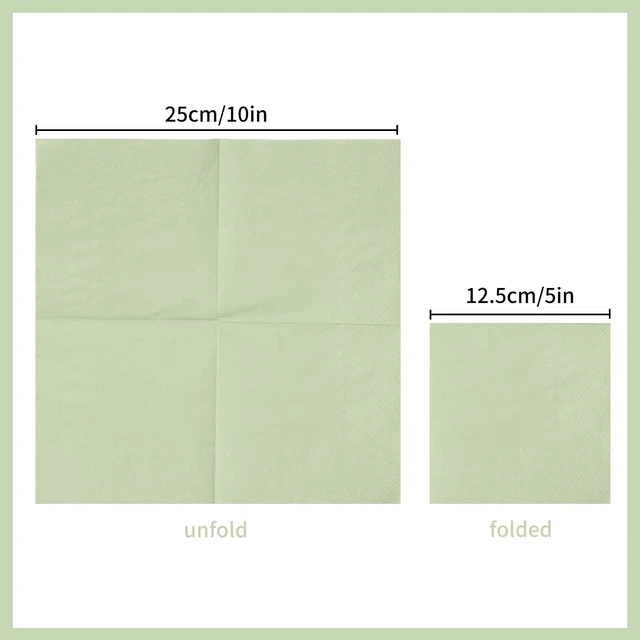 Alt view image 2 of 7 - 100 Pack Cocktail Napkin 2-Ply Disposable Napkins 5 x 5IN Sage-Green | Dessert Napkins for Dinner Wedding Birthday Party Bridal Anniversary Reception Event