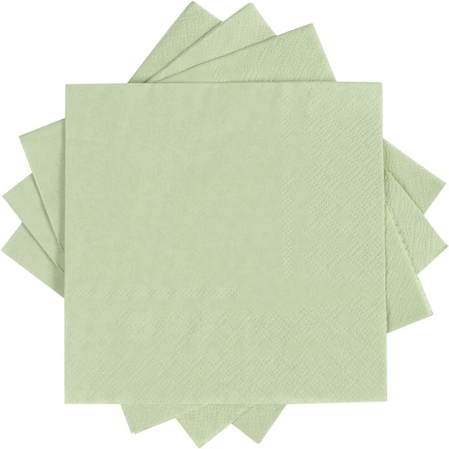 Alt view image 4 of 7 - 100 Pack Cocktail Napkin 2-Ply Disposable Napkins 5 x 5IN Sage-Green | Dessert Napkins for Dinner Wedding Birthday Party Bridal Anniversary Reception Event