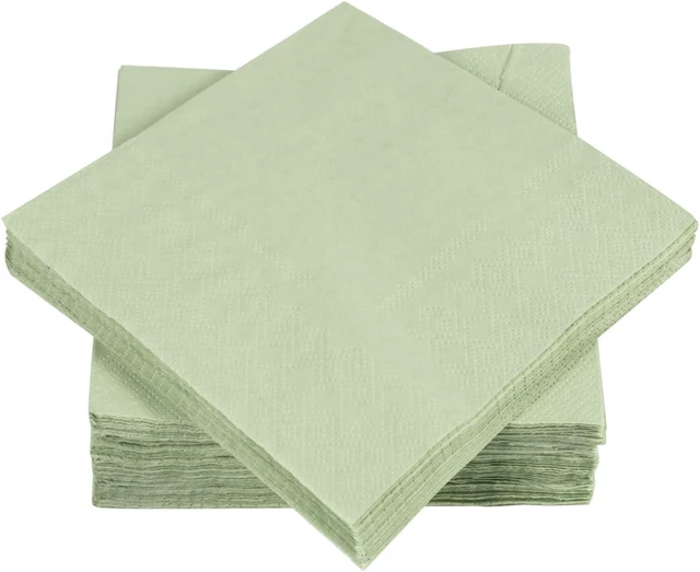 Alt view image 5 of 7 - 100 Pack Cocktail Napkin 2-Ply Disposable Napkins 5 x 5IN Sage-Green | Dessert Napkins for Dinner Wedding Birthday Party Bridal Anniversary Reception Event