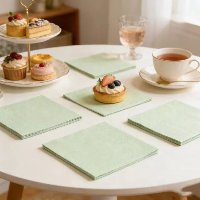 Alt view image 7 of 7 - 100 Pack Cocktail Napkin 2-Ply Disposable Napkins 5 x 5IN Sage-Green | Dessert Napkins for Dinner Wedding Birthday Party Bridal Anniversary Reception Event