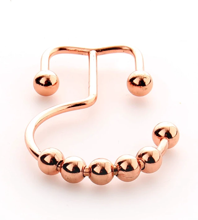 Alt view image 6 of 7 - Set of 12 Decorative Copper Hooks, Glides Effortlessly on Bathroom Shower Rods, Double Dual Sided Hooks, Premium Rust-Resistant Stainless Steel Metal, 2lbDepot Copper Shower Curtain Hooks Rings