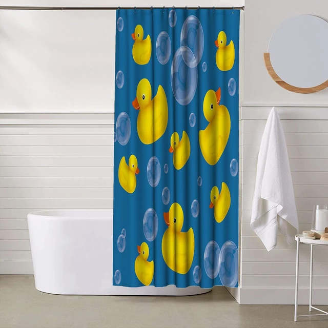 Alt view image 2 of 7 - 72x72 Inch, Soap Bubbles Ducks on Blue Home Bathroom Bathtubs Decor Washable Durable Fabric, Bath Curtains Waterproof Polyester Fabric, Shower Curtain Set with 12 Hooks