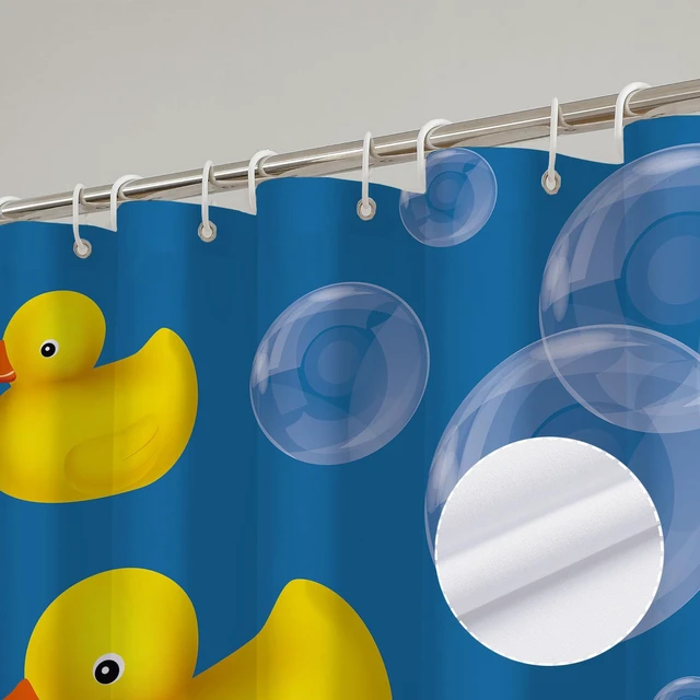 Alt view image 4 of 7 - 72x72 Inch, Soap Bubbles Ducks on Blue Home Bathroom Bathtubs Decor Washable Durable Fabric, Bath Curtains Waterproof Polyester Fabric, Shower Curtain Set with 12 Hooks