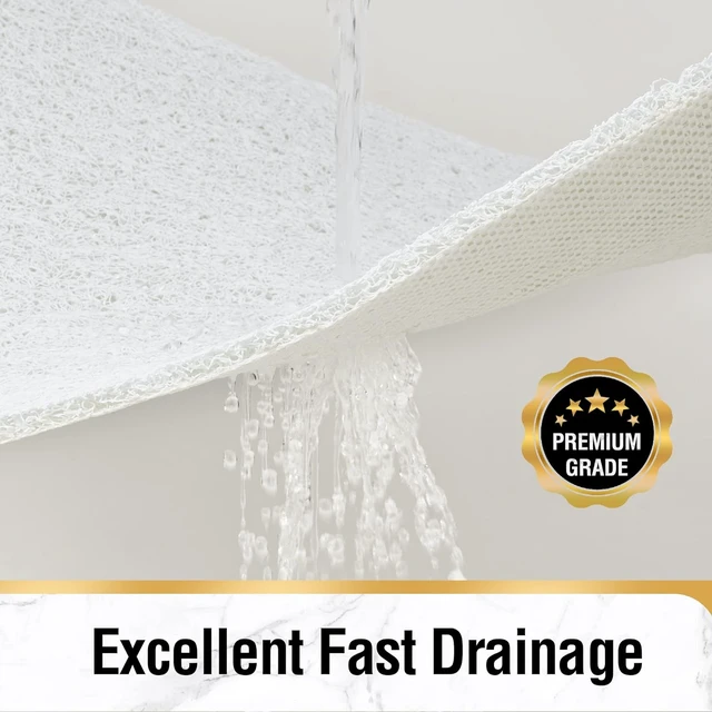 Alt view image 4 of 6 - Quick Drying Bathroom Stall Accessory Without Suction Cup, Soft PVC Bath Tub Floor Rug with Drain Holes, Square Non Slip Shower Mat