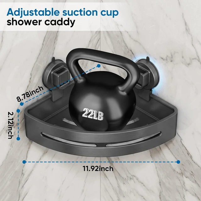 Alt view image 2 of 7 - Grey), No Drilling Rust Proof Aluminum Corner Shower Caddy Suction Cup (2-Pack, Removable Shower Corner Shelf Suction Cup, Extremely Strong Suction Power, 2026 UpgradedNew Suction Cup Shower Caddy
