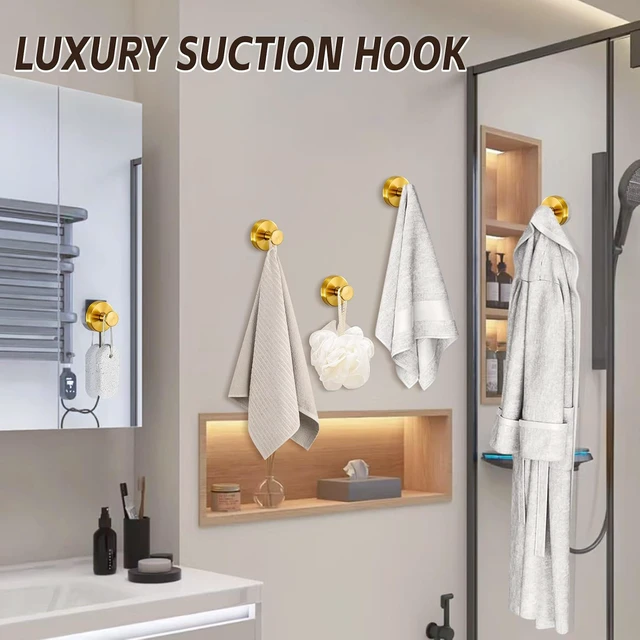 Alt view image 6 of 7 - Stainless Steel Towel Hooks No Drill, Suction Cup Hooks for Shower
