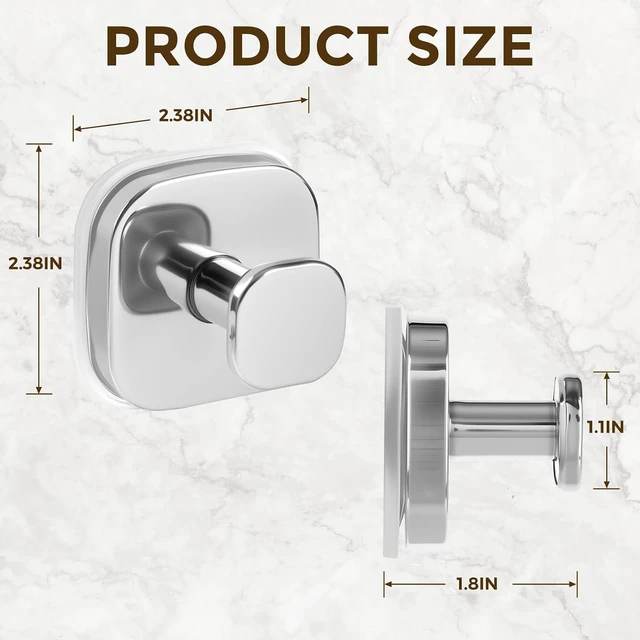 Alt view image 4 of 7 - 4 Pack), Christmas Wreath (Chrome, Loofah, Robe, Shower Suction Hooks for Hanging Towels, Tile, Mirror, Glass Door, Kitchen, No-Drill Towel Hooks for Bathrooms, Suction Cup Hooks for Shower