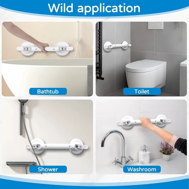 Alt view image 7 of 7 - Max Load 269LBS Safety Bar for Elderly Senior Disabled Handicap 17 Inch White, Suction Grab Bar for Shower Bathtub: Upgraded Heavy Duty Non-Slip Grip Handle with Strong Suction Cup for Bathroom Wall