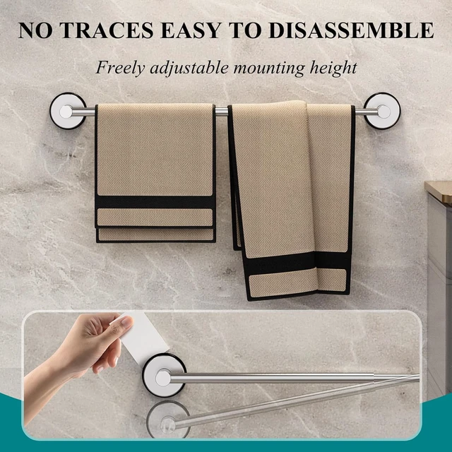 Alt view image 4 of 7 - Home Decor-Silver, Apparment Essentials, Bathroom Accessories, Towel Holder for Glass Shower Door, Adjustable 17~29 Inch Towel Racks for Bathroom Wall Mounted, Large Towel Bar for Bathroom Wall