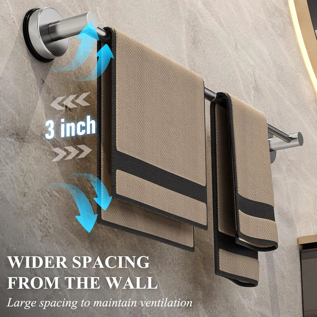 Alt view image 3 of 7 - Home Decor-Silver, Apparment Essentials, Bathroom Accessories, Towel Holder for Glass Shower Door, Adjustable 17~29 Inch Towel Racks for Bathroom Wall Mounted, Large Towel Bar for Bathroom Wall