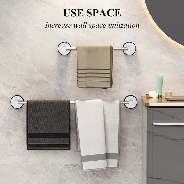 Alt view image 6 of 7 - Home Decor-Silver, Apparment Essentials, Bathroom Accessories, Towel Holder for Glass Shower Door, Adjustable 17~29 Inch Towel Racks for Bathroom Wall Mounted, Large Towel Bar for Bathroom Wall
