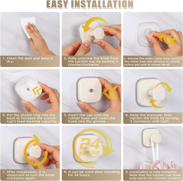 Alt view image 7 of 7 - Milk White), Non-Porous Surfaces) (2, Kitchen & Metal (Smooth, Bathroom, Shower, Tile, Mirror, Coat Hook for Glass, Loofah, Robe, Towel, No-Drill Reusable Suction Cup Hooks