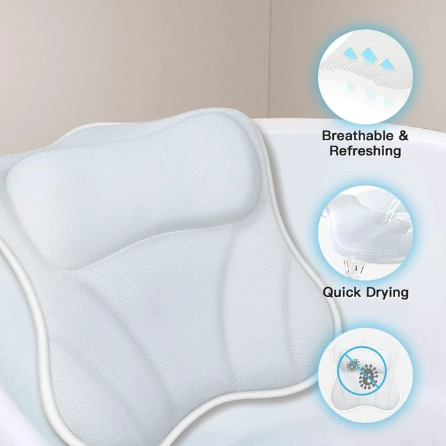 Alt view image 4 of 7 - Bath Pillow for Tub Luxury Bathtub Pillow for Head and Neck 4D Air Mesh Spa Bath Tub Pillow Headrest with Non-Slip 6 Strong Suction Cups Bathtub Pillow Soaking Tub Bathroom Bath Gifts