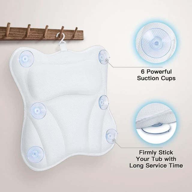 Alt view image 6 of 7 - Bath Pillow for Tub Luxury Bathtub Pillow for Head and Neck 4D Air Mesh Spa Bath Tub Pillow Headrest with Non-Slip 6 Strong Suction Cups Bathtub Pillow Soaking Tub Bathroom Bath Gifts