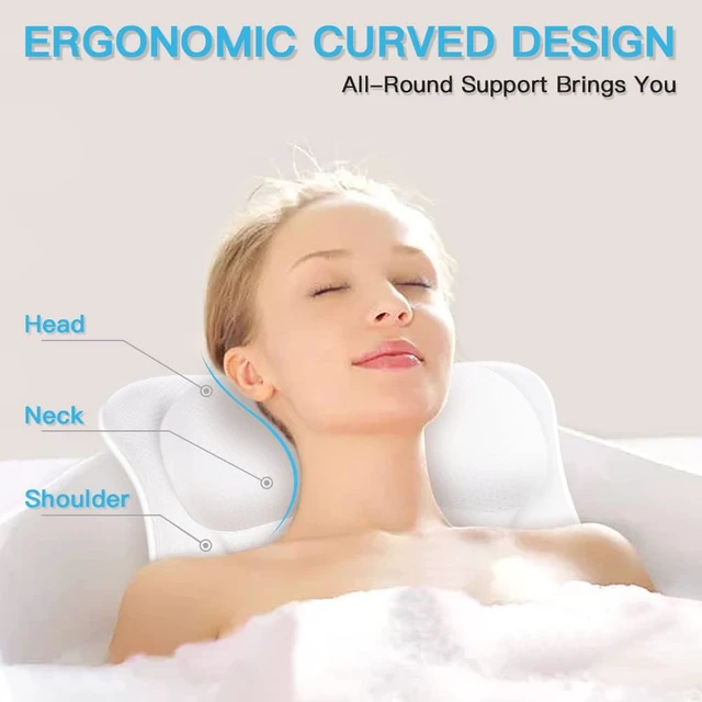 Alt view image 5 of 7 - Bath Pillow for Tub Luxury Bathtub Pillow for Head and Neck 4D Air Mesh Spa Bath Tub Pillow Headrest with Non-Slip 6 Strong Suction Cups Bathtub Pillow Soaking Tub Bathroom Bath Gifts