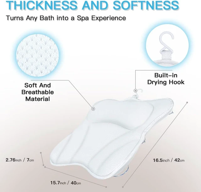 Alt view image 7 of 7 - Bath Pillow for Tub Luxury Bathtub Pillow for Head and Neck 4D Air Mesh Spa Bath Tub Pillow Headrest with Non-Slip 6 Strong Suction Cups Bathtub Pillow Soaking Tub Bathroom Bath Gifts