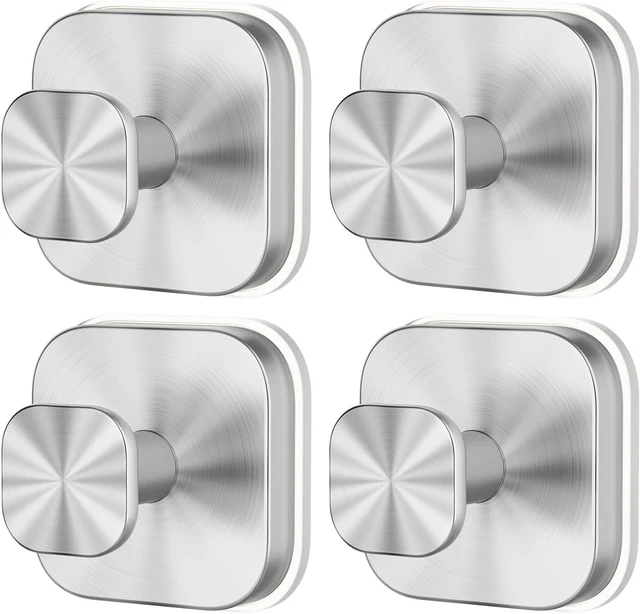 Main image of Silver (4 Pack), Door, Tile, Glass, Waterproof Removable Towel Robe Hooks for Bathroom Wall, Heavy Duty No Drill Shower Hooks for Inside Shower, Suction Cup Hooks for Shower
