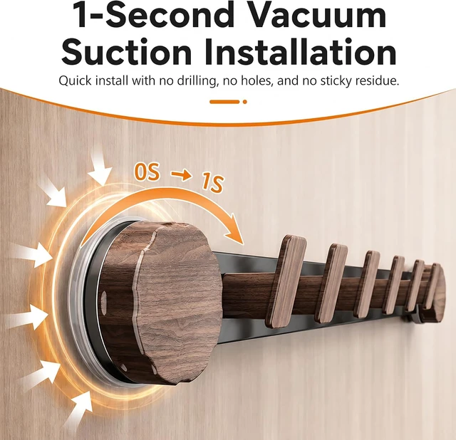 Alt view image 2 of 7 - Grey, Bathroom, Reusable Wall Mounted Rack for Entryway, No Drill Coat Hooks with 6 Adjustable Hooks, Suction Cup Wall Coat Rack