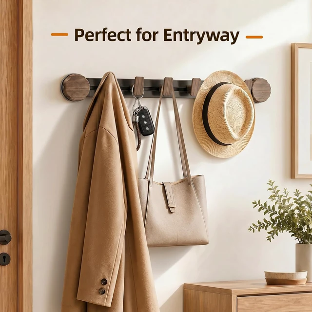 Alt view image 5 of 7 - Grey, Bathroom, Reusable Wall Mounted Rack for Entryway, No Drill Coat Hooks with 6 Adjustable Hooks, Suction Cup Wall Coat Rack