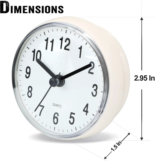 Alt view image 2 of 6 - 2PC), Bedroom (White, Kitchen, Battery Operated Wall Clock for Toilet, Water Proof, Waterproof Bathroom Shower Clock with Large Suction Cup - Silent