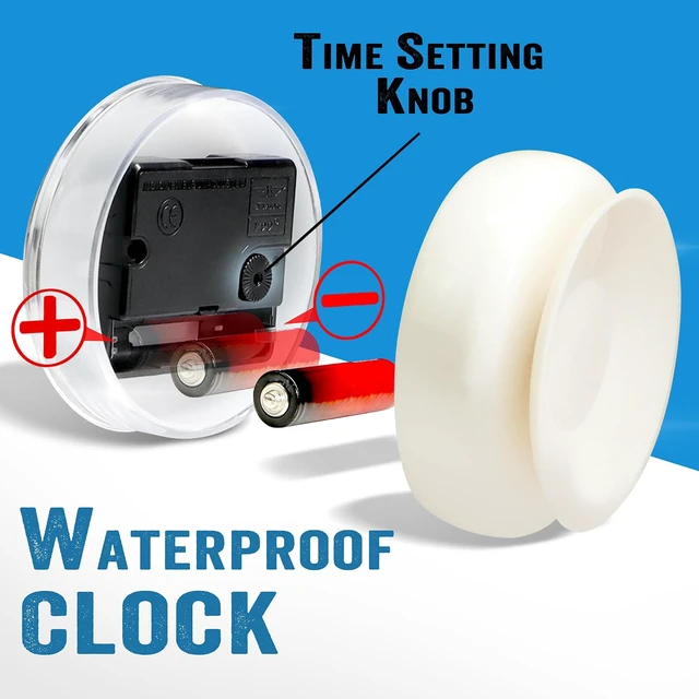 Alt view image 3 of 6 - 2PC), Bedroom (White, Kitchen, Battery Operated Wall Clock for Toilet, Water Proof, Waterproof Bathroom Shower Clock with Large Suction Cup - Silent