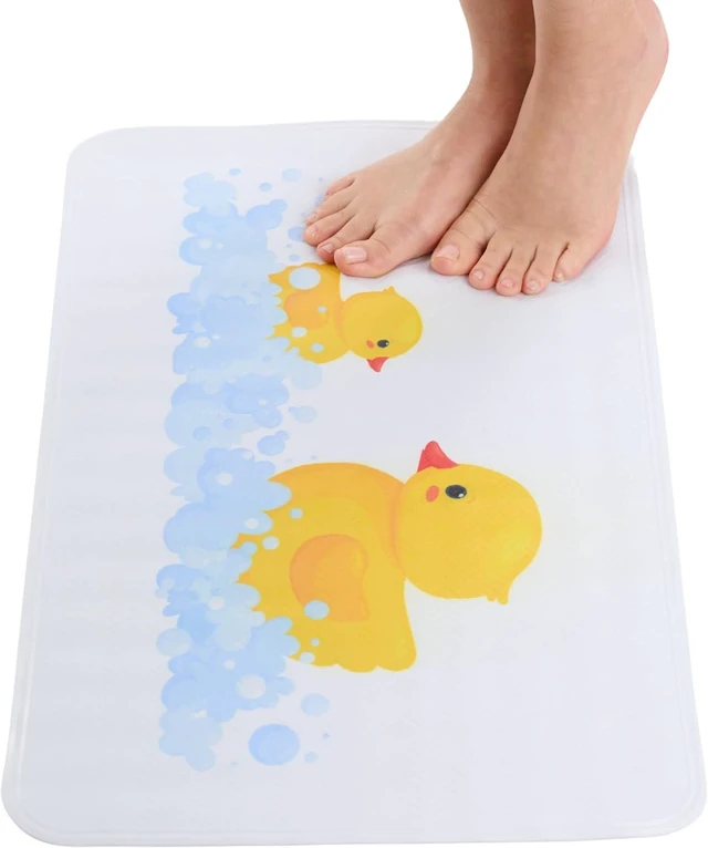 Main image of Non Slip Bath Mat for Tub and Shower Floors Anti Slip Shower Mat with Strong Secure Suction Cup Grip Rubber Duck Print for Kids and Toddlers for Inside Bathroom Bathtub (28x16 Duck)
