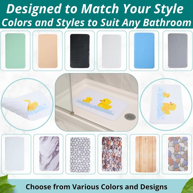 Alt view image 6 of 6 - Non Slip Bath Mat for Tub and Shower Floors Anti Slip Shower Mat with Strong Secure Suction Cup Grip Rubber Duck Print for Kids and Toddlers for Inside Bathroom Bathtub (28x16 Duck)