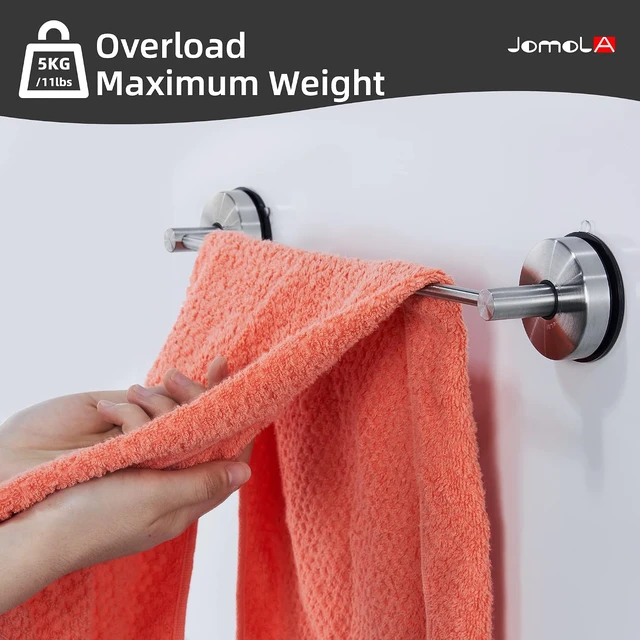 Alt view image 3 of 7 - 17 inches, Towel Bar Suction Hand Towel Rack for Bathroom Stainless Steel Kitchen Towel Rail Holder Storage Hanger No Drilling Towel Bar Brushed Finish