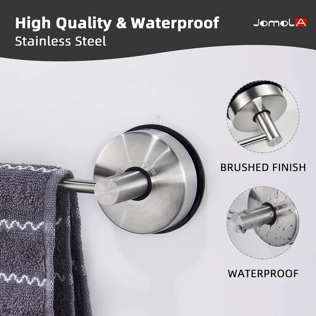 Alt view image 4 of 7 - 17 inches, Towel Bar Suction Hand Towel Rack for Bathroom Stainless Steel Kitchen Towel Rail Holder Storage Hanger No Drilling Towel Bar Brushed Finish