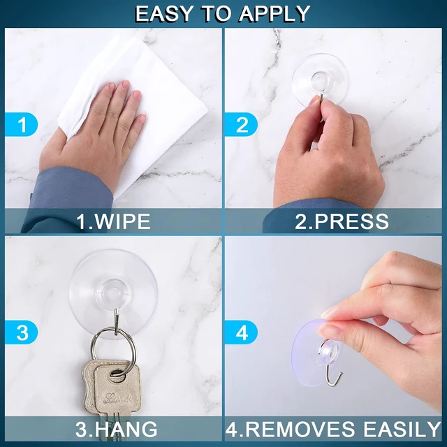 Alt view image 3 of 7 - 1.2 Inch, 80 Pcs Clear Suction Cups Hooks for Wall Safe Load 3 lb