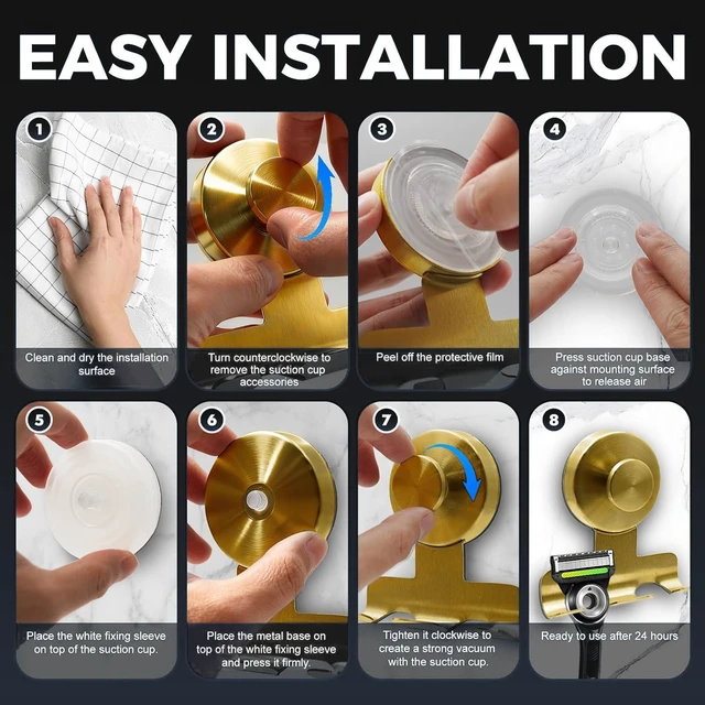 Alt view image 6 of 7 - 2026 New Drill-Free Stainless Steel Suction Cup Razor Holder for Shower