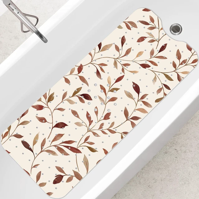 Main image of Leaves, Brown Bath Mat for Tub Non Slip-40x16 Inch