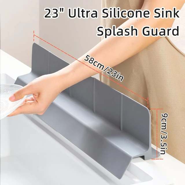 Alt view image 2 of 7 - Grey, 23" Ultra Silicone High Sink Splash Guard