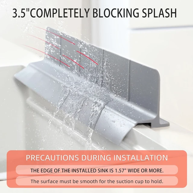 Alt view image 4 of 7 - Grey, 23" Ultra Silicone High Sink Splash Guard