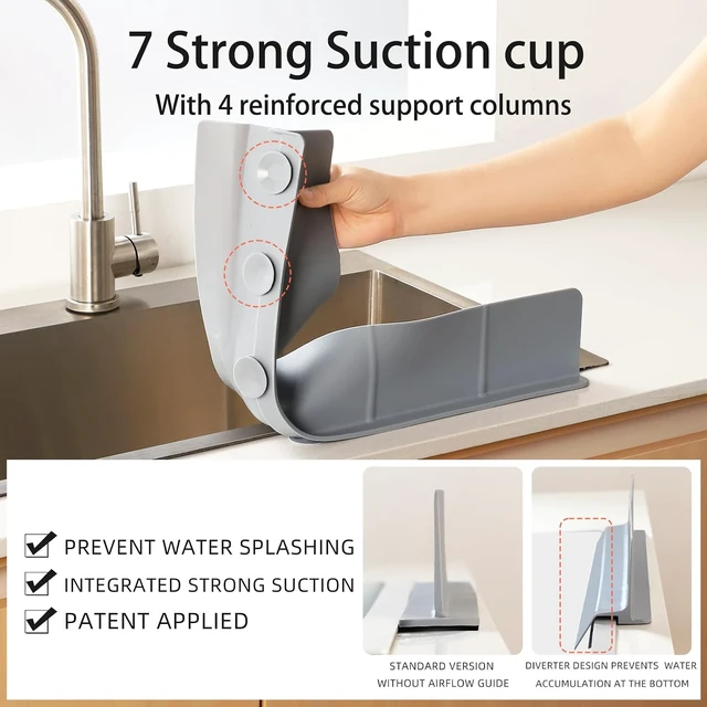 Alt view image 7 of 7 - Grey, 23" Ultra Silicone High Sink Splash Guard