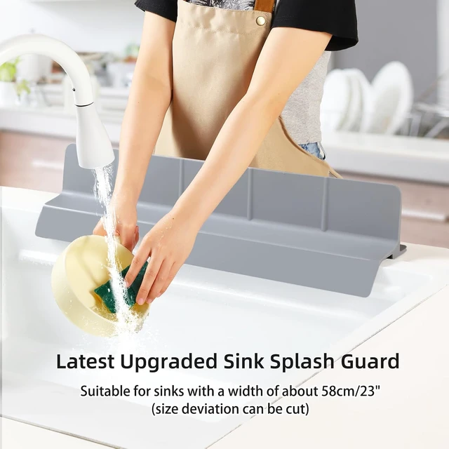 Alt view image 6 of 7 - Grey, 23" Ultra Silicone High Sink Splash Guard