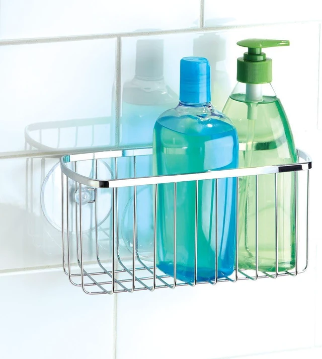 Alt view image 2 of 5 - Polished Stainless Steel, Rectangle Basket, InterDesign Suction
